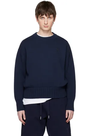 Ami Pull bleu marine à logo Ami de cœur