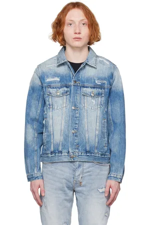 KSUBI Blouson bleu en à effet usé