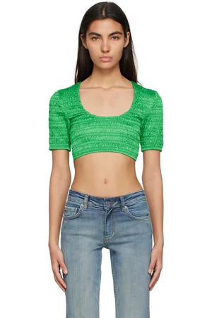 Ganni T-shirt ruché vert