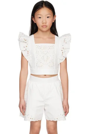 Chloé Enfant | Haut blanc cassé à volants