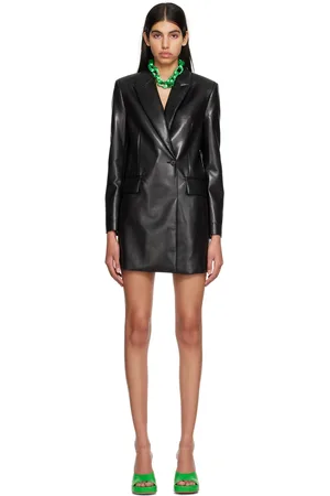 Msgm Robe courte cache-cœur noire en cuir synthétique