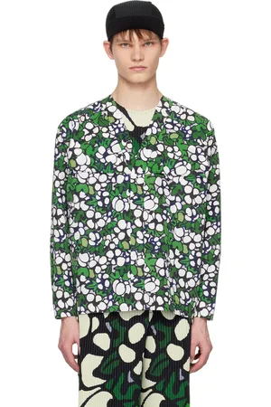 Issey Miyake Chemise verte à motif graphique imprimé