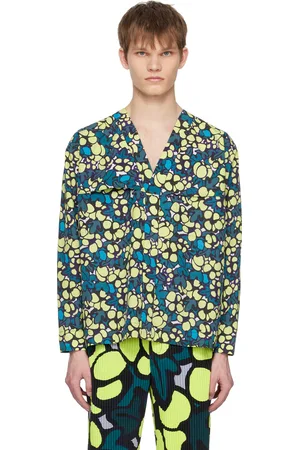 Issey Miyake Chemise jaune à motif graphique imprimé