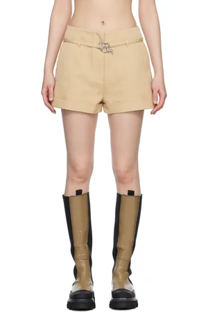 Ganni Short kaki à ceinture