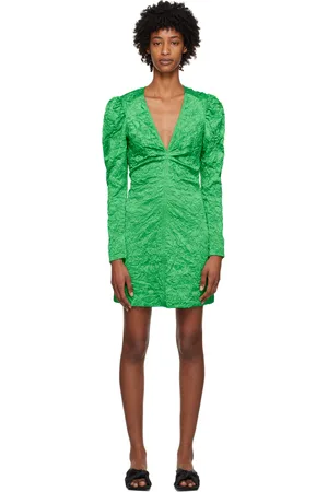 Ganni Robe courte froissée verte