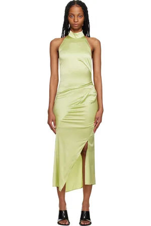 Helmut Lang Robe midi verte à corsage bain de soleil