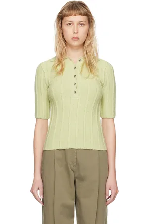 Dagmar Polo vert en tricot côtelé