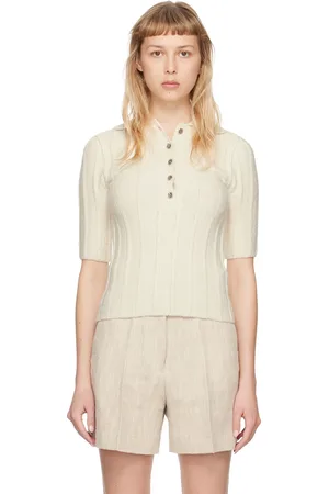 Dagmar Polo blanc cassé en tricot côtelé