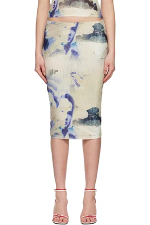 Miaou Jupe midi Verona beige et mauve