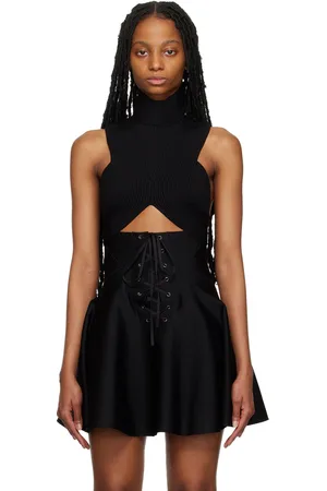 Alaïa Débardeur écourté noir en tricot côtelé