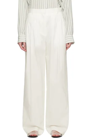 The Row Pantalon Bufus blanc cassé