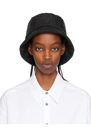 Palm Angels Chapeau bob noir à pierres du Rhin et à écusson