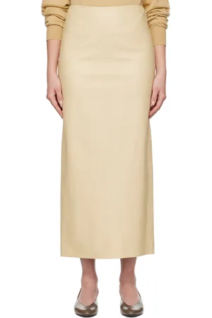 The Row Jupe longue Berth beige en cuir