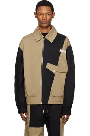 Feng Chen Wang Blouson noir et beige à panneaux