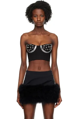 AREA Bustier noir à ornements en verre taillé