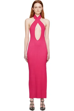 MISBHV Robe longue rose à découpe