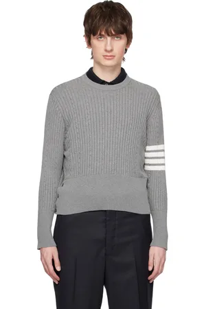 Thom Browne Pull gris à quatre rayures
