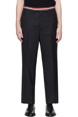 Thom Browne Pantalon bleu marine à taille basse
