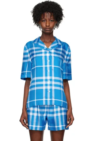 Burberry Chemise bleue à carreaux