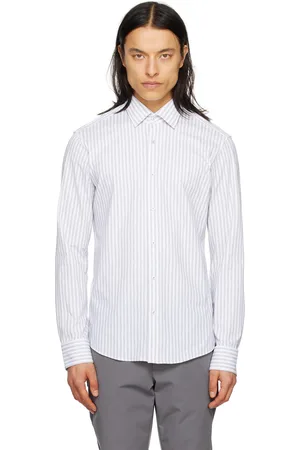 HUGO BOSS Chemise blanc et gris à rayures