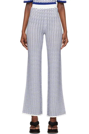 REMAIN Birger Christensen Pantalon de détente blanc à rayures brodées