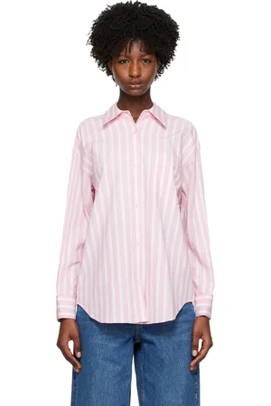 Alexander Wang Chemise rose et blanc à ornements thermocollés