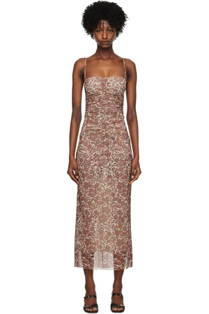 Bec & Bridge Robe midi Priya rouge et beige
