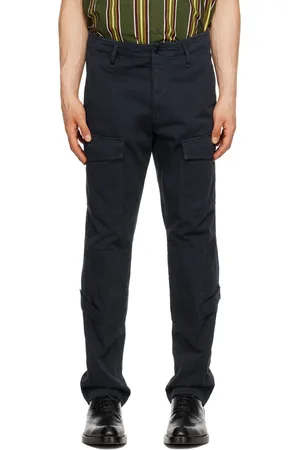 DRIES VAN NOTEN Pantalon cargo bleu marine à pattes à Velcro