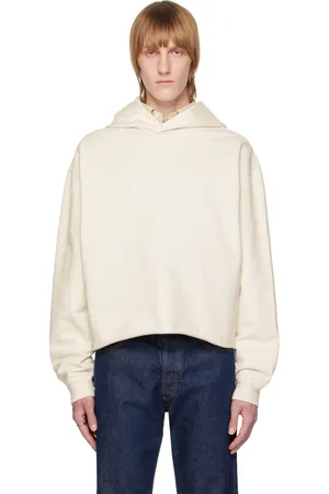 Maison Margiela Pull à capuche blanc cassé à logo brodé