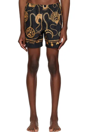 Marine Serre Maillot de bain droit noir et doré