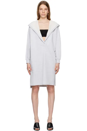 Alaïa Robe courte grise à capuche