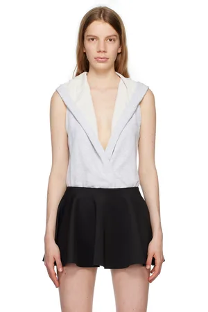Alaïa Justaucorps gris à capuche