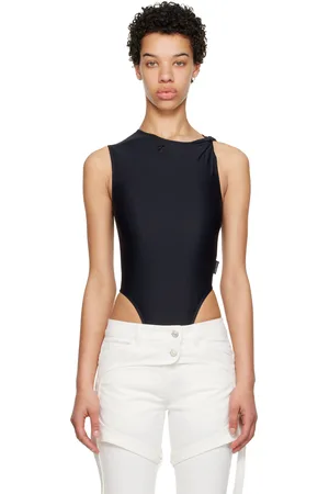 Courrèges Justaucorps noir à emmanchure torsadée