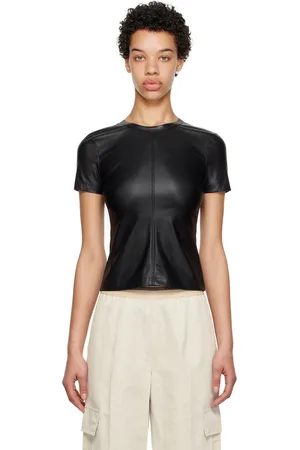 Helmut Lang T-shirt ajusté noir en cuir synthétique