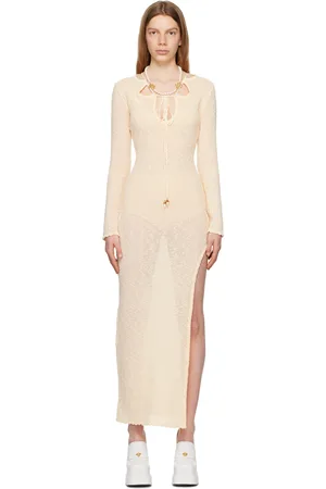 Casablanca Robe longue blanc cassé à découpe
