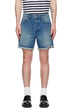 Ami Short bleu à bords effilochés