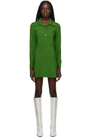 Ami Robe courte verte à col à boutons