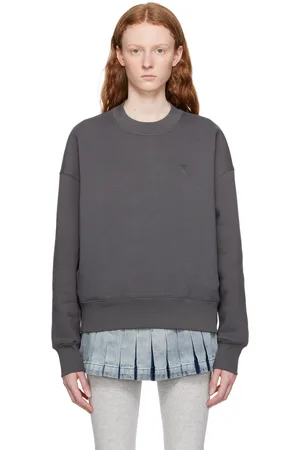 Ami Pull molletonné gris à logo Ami de cœur