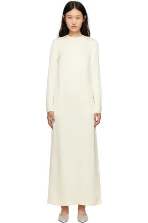 Totême Robe longue blanc cassé à motif en tissu jacquard
