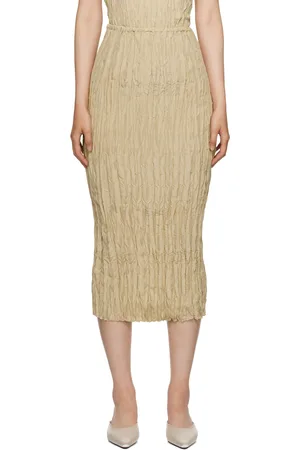 Totême Jupe midi froissée beige