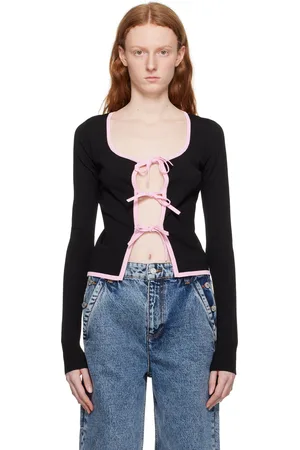 Moschino Cardigan noir à attaches à nouer