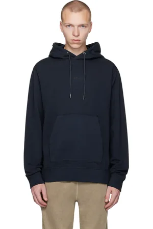 HUGO BOSS Pull à capuche teint en plongée bleu marine