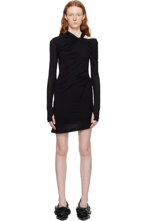 Helmut Lang Robe courte noire à ornement torsadé
