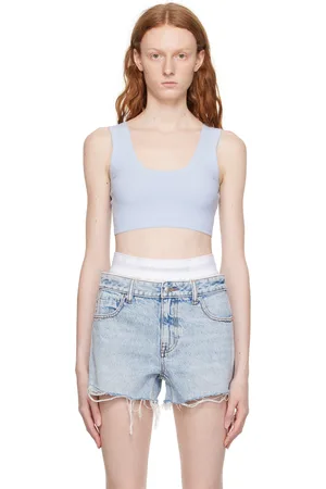 Alexander Wang Camisole bleue à ornements en verre taillé