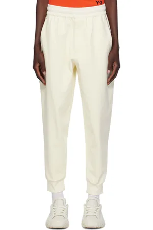 Y-3 Pantalon de détente blanc cassé à logo contrecollé