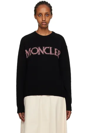 Moncler Pull noir à logo en intarsia