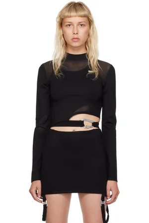 HELIOT EMIL T-shirt à manches longues noir à panneaux