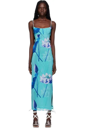 Miaou Robe longue Thais bleue exclusive à SSENSE