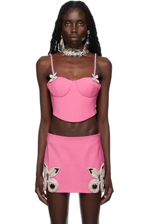 AREA Bustier rose à ferrures en verre taillé