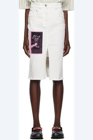 Lanvin Jupe midi blanche en denim à écussons